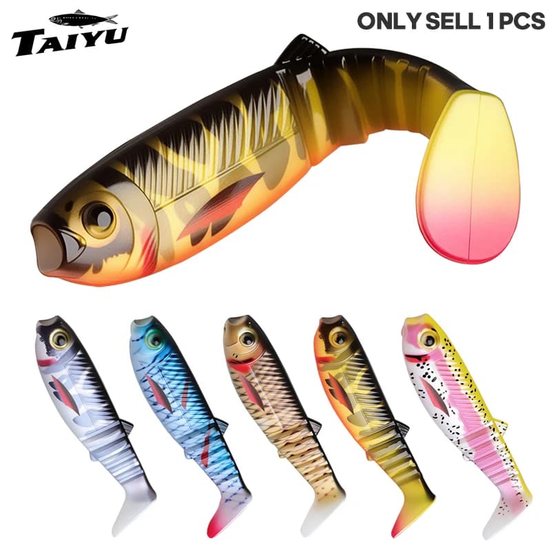 TAIYU Set di 3 Esche Morbide in PVC da 7,5cm 6g con Coda a T Multi-Articolata 3D, Leggendaria Esca Artificiale Spagnola