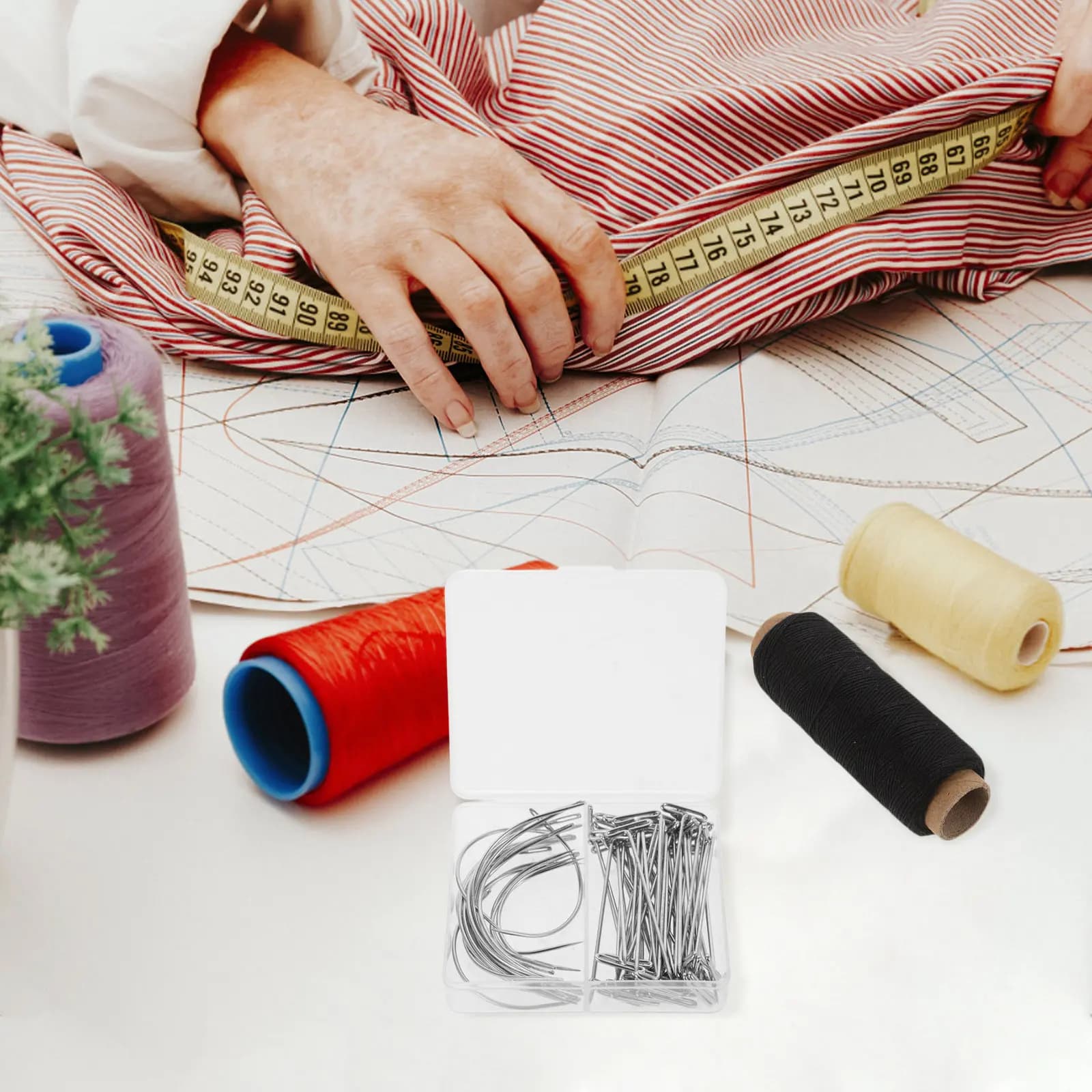 Set di 71 Aghi a T con Aghi Curvi a C da 25 Pollici, 35 Pollici, 51 mm, Aghi in Acciaio per Lavorazione, Bloccaggio, Lavoro a Maglia e Artigianato