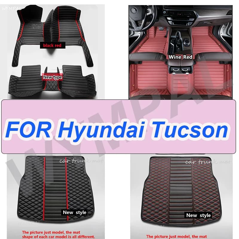 LUXURI Tappetini per auto per Pechino-Hyundai Tucson 2021 2022 Tappetini per auto personalizzati Copri tappeto per automobile