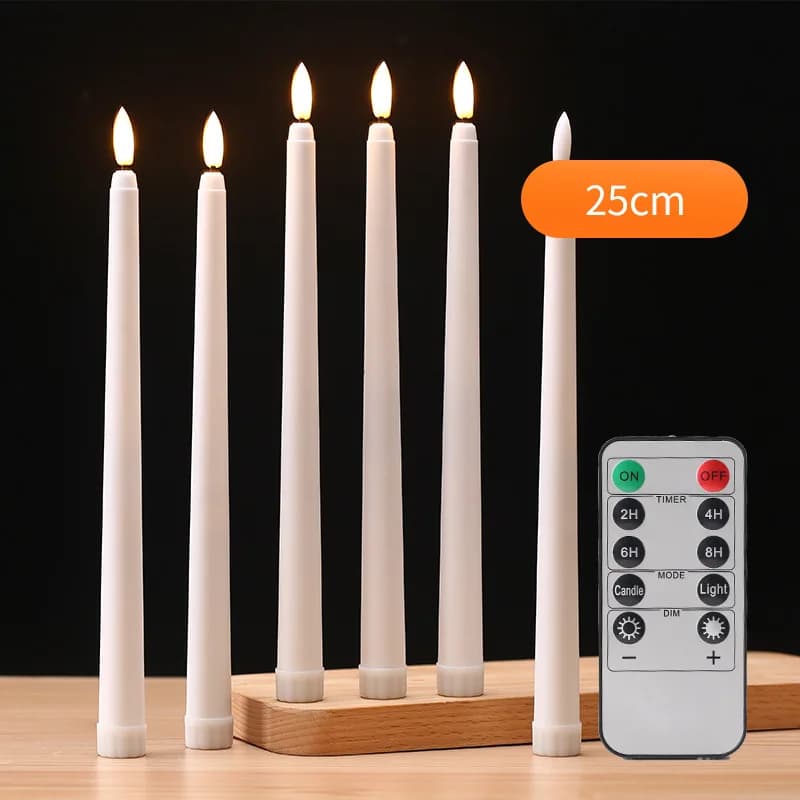 3 pz candela conica e timer remoto 24 cm 25 cm a batteria lunga cera senza fiamma finestra luce 3d stoppino lampada atmosfera per Natale