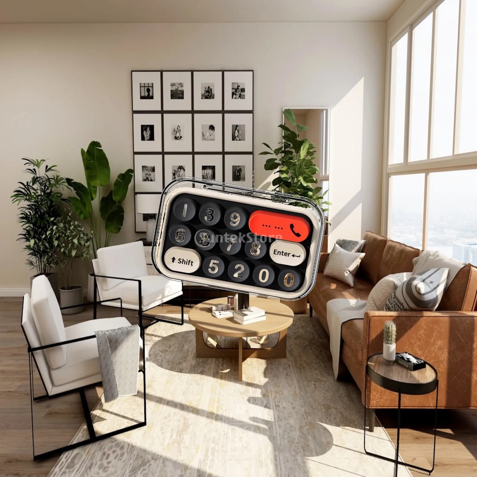 Targa Auto con Numero di Telefono Nascosto, Stile Tastiera Meccanica, Decorazione Universale per Cruscotto
