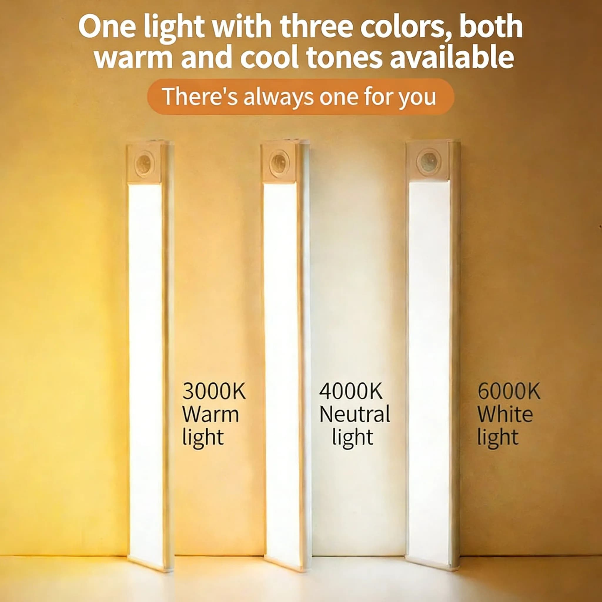 Luci LED per armadietti con sensore di movimento, luci notturne LED dimmerabili a sfioramento, luce a tubo ricaricabile, lampada notturna a 3 colori, regalo per bambini