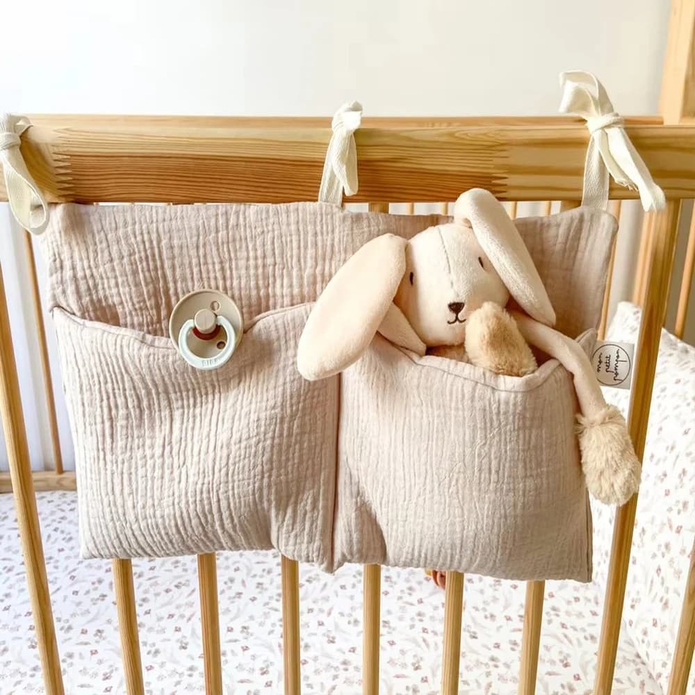 Organizzatore per culla Lettino Caddy Borsa portaoggetti per letto 2 tasche Comodino Appeso Pannolini Nursery Giocattoli Borsa Pannolini Passeggino Organizzare