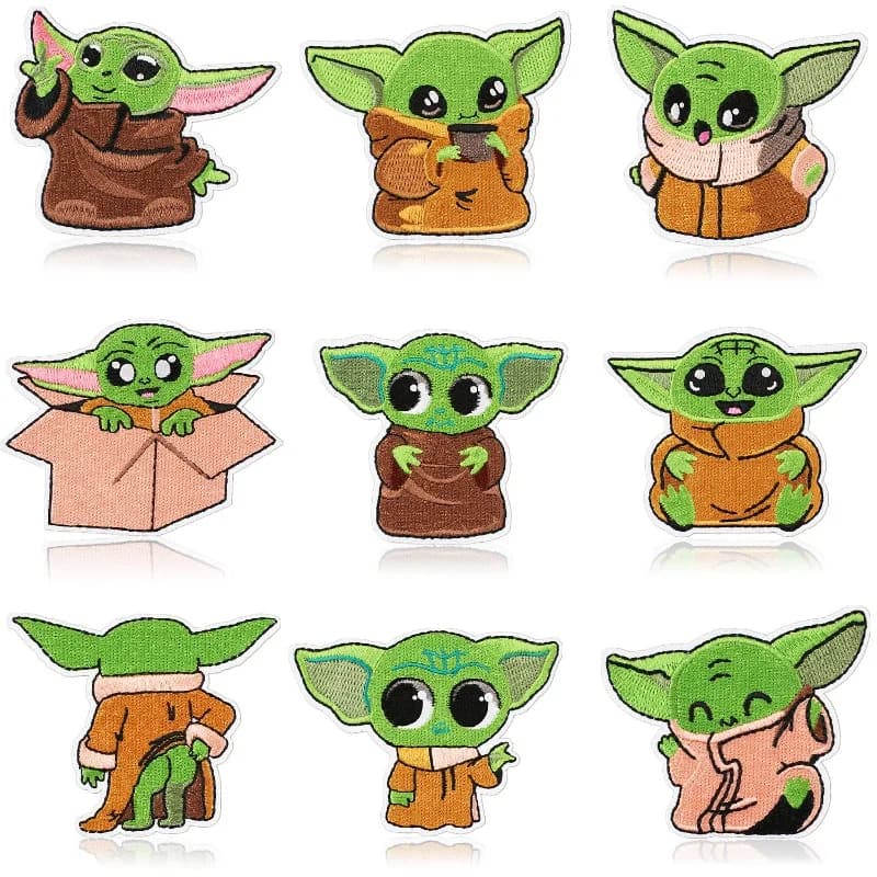 Set di 9 Toppe Ricamate Star Wars per Abbigliamento, Patch Termoadesive per Vestiti, Accessori Mandalorian, Yoda, Baby, Darth Vader, Trooper