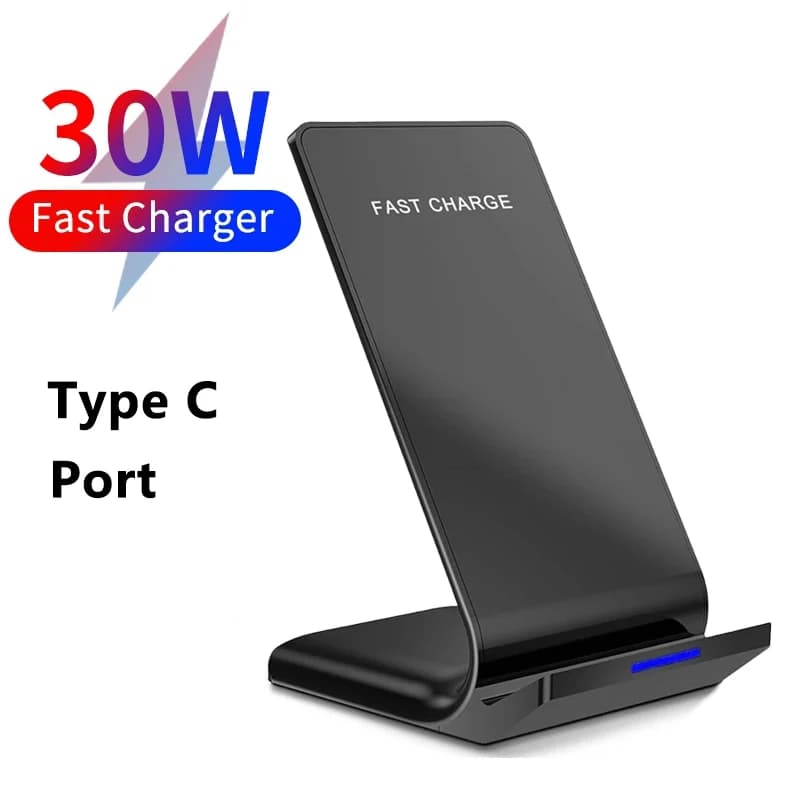 30W Qi Supporto per caricabatterie wireless Stazione dock di ricarica rapida per iPhone15 14 13 12 11 Pro XMax Samsung S21 Dock Station Supporto per telefono