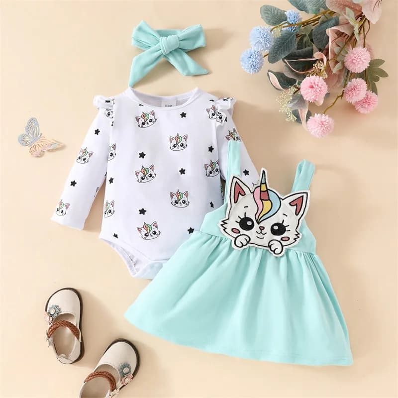 Abito da bambina con stampa floreale con fascia abbinata e set di fiori con volant per abiti estivi e servizi fotografici