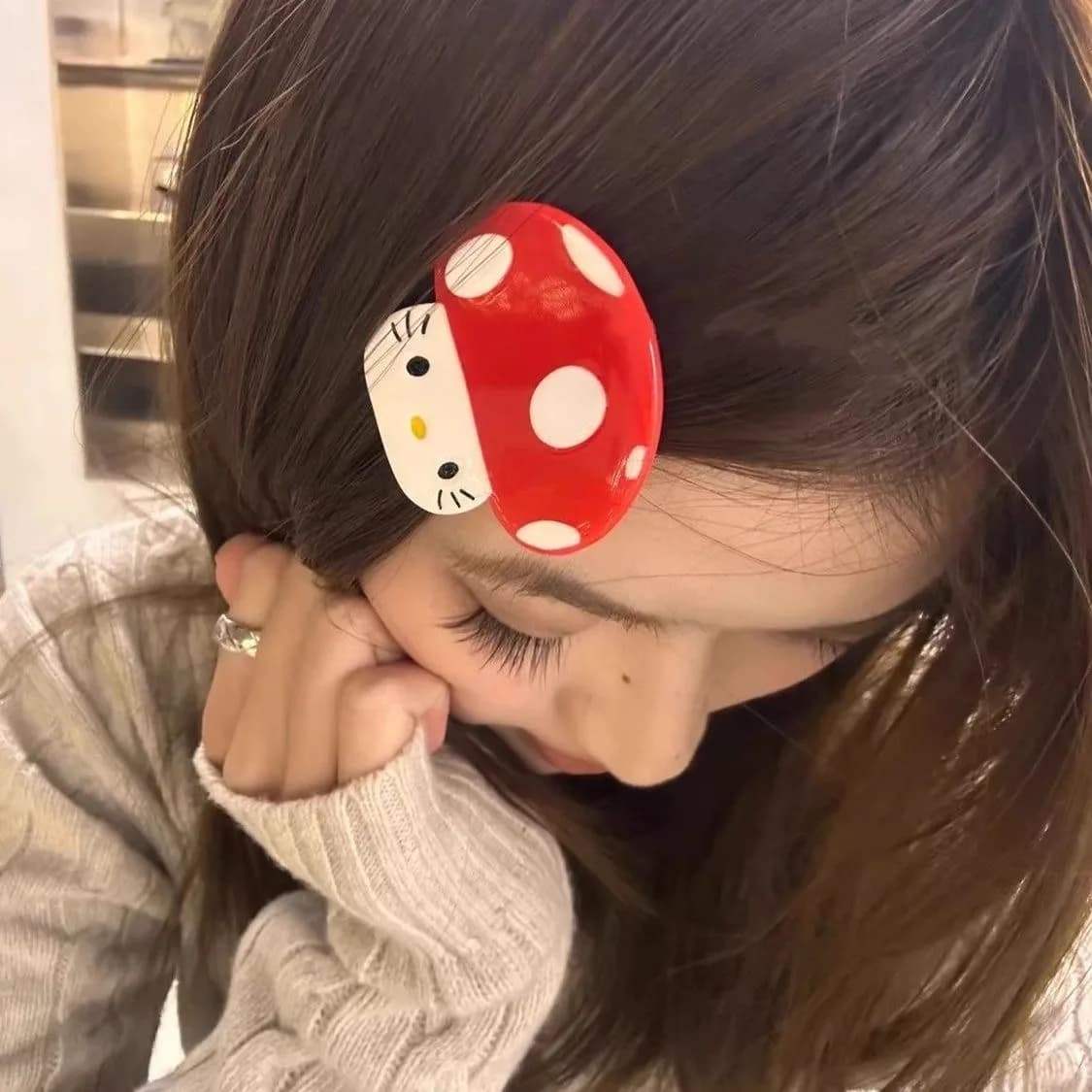 1 pz simpatico gatto fermagli per capelli cartone animato coreano fungo rosso gattino kawaii dolce fermaglio per capelli creativo accessori per capelli regalo