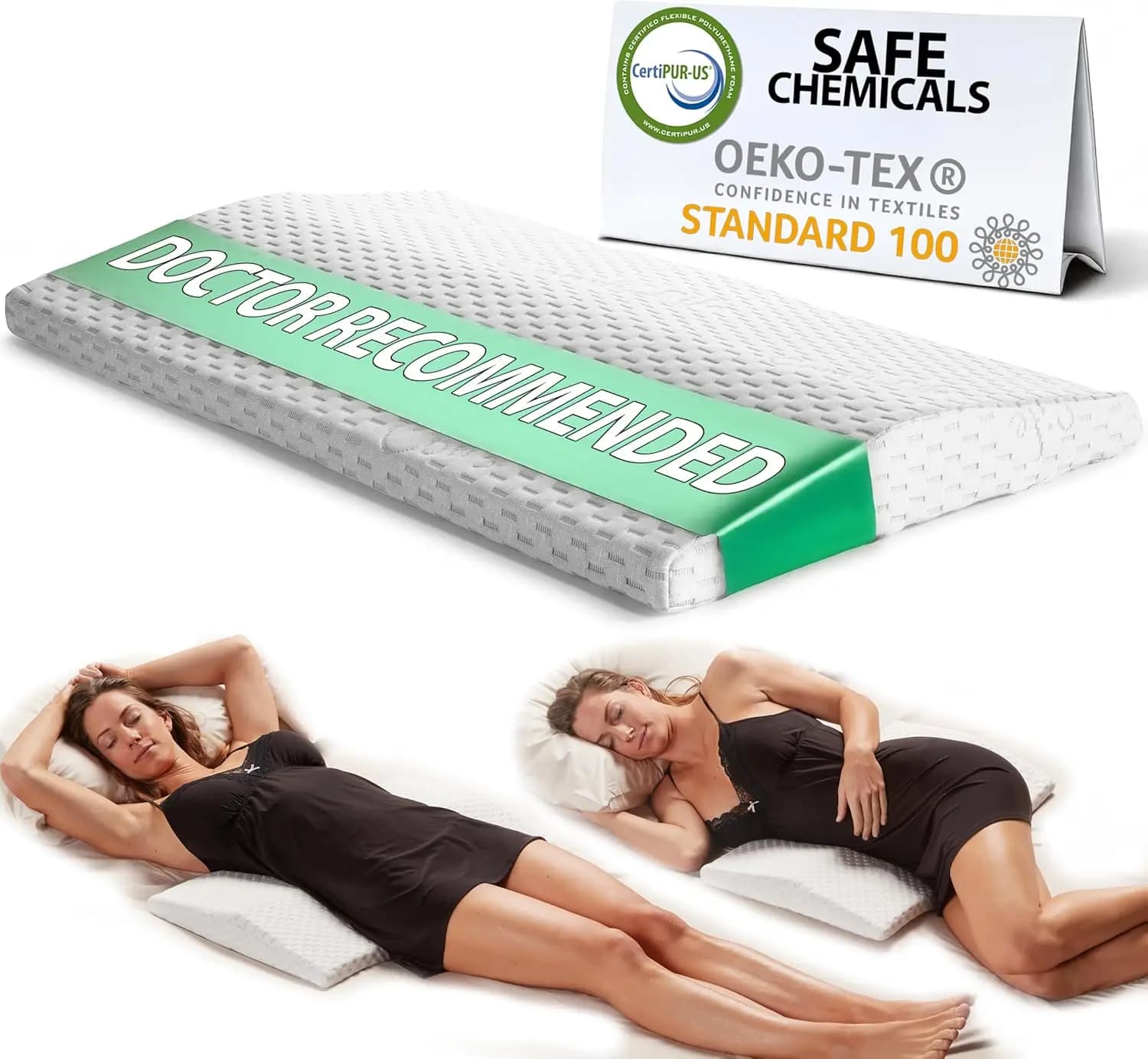 Cuscino Lombare in Memory Foam per Alleviare il Dolore alla Schiena - Morbido, Bianco, Misura Standard