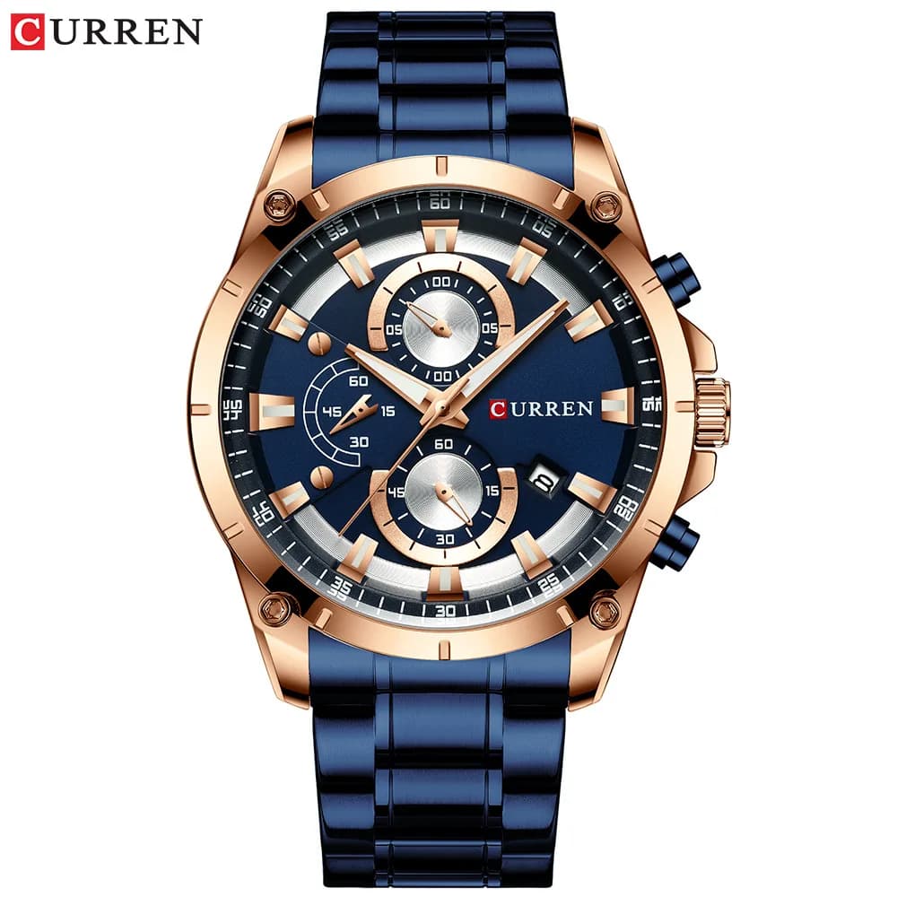 CURREN 8360 Orologio da Uomo al Quarzo Resistente all'Acqua, Cinturino Minimalista in Acciaio Inossidabile Multifunzione con Calendario a Sei Lancette