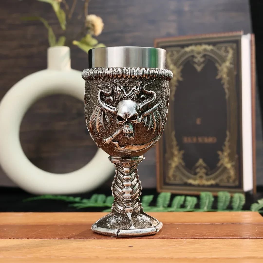Nuovo scheletro di Dio della Morte Bicchiere da vino Creativo 3D Rilievo Diavolo Teschio Calice da birra in acciaio inossidabile Regali personalizzati per Natale