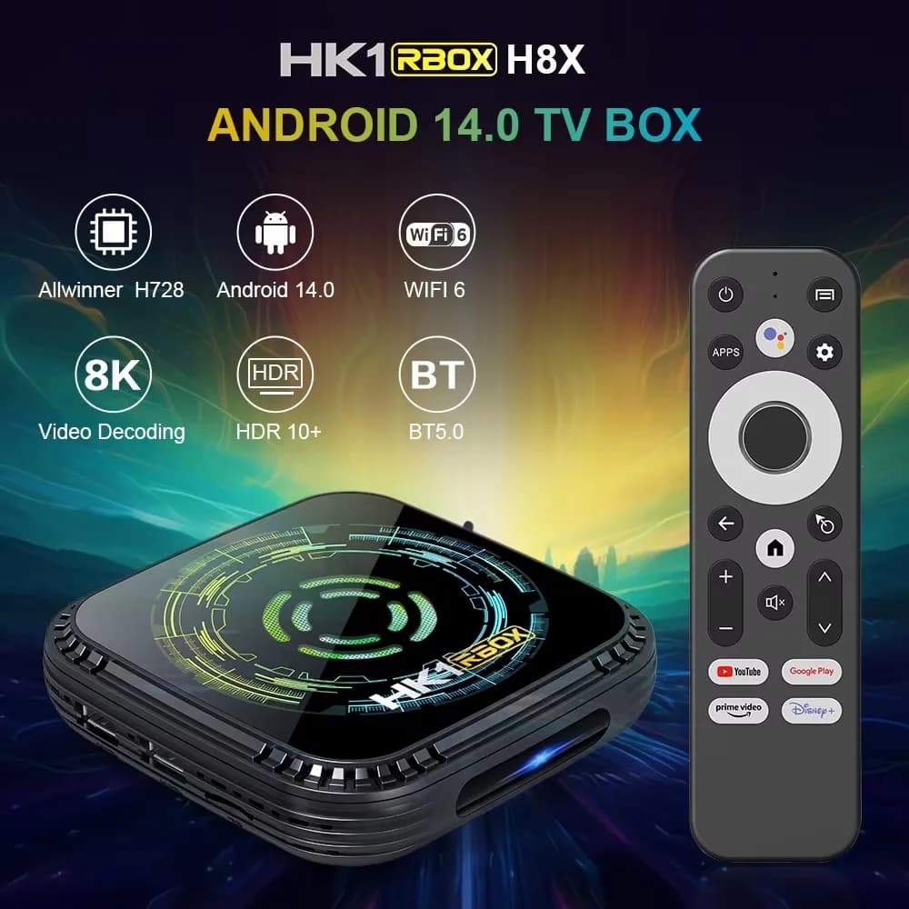 Transpeed Allwinner H728 Android 14 Voice TV Box 8K HDR10+ Dual WiFi6 BT5.0 32GB/64GB ARM Cortex-A55 Octa-Core 4K Set Top Box