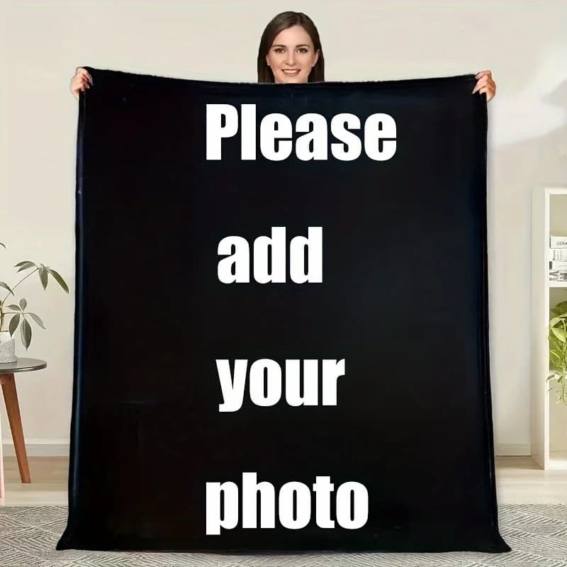 1pc Custom Photo Personalized Throw Blanket For Family – Ideal Gift For Holidays, Birthdays, And Memorials – Warm, Comfortable