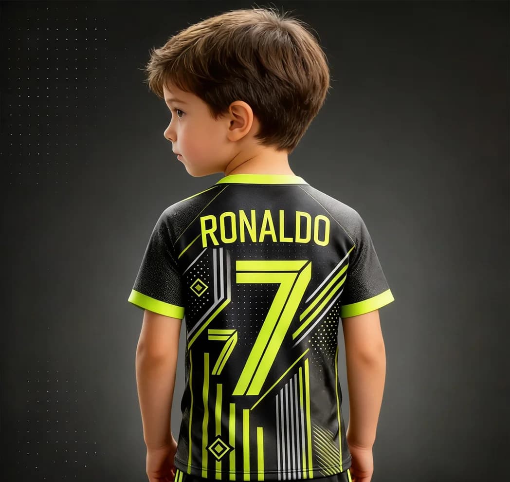 Maglia da Calcio Numero 7 per Bambini e Adulti, Stile CR7, Uniforme da Calcio Oversize, T-Shirt da Allenamento a Maniche Corte, Top Sportivo