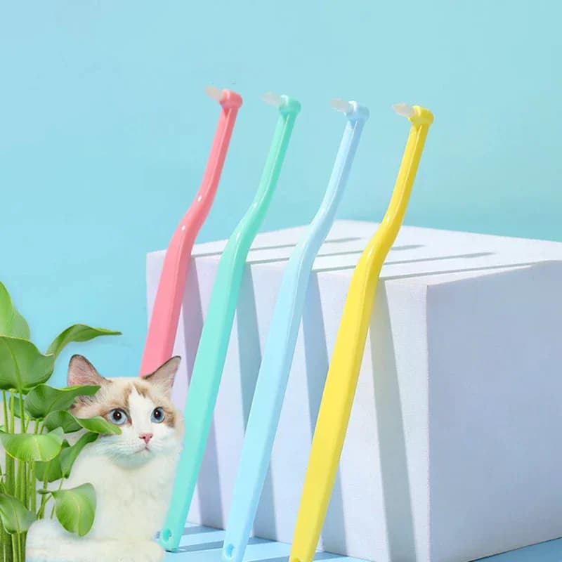 Spazzolino per cani a testa piccola, rotondo/appuntito, per la pulizia dei denti dei cani, strumento per la cura della bocca degli animali domestici, spazzolino per gatti