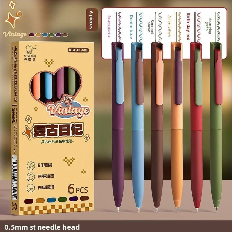 Colorato 6 Pz/set 0.5mm Penna Gel Inchiostro Colore Punta Fine Scrittura Liscia Penna a Sfera Tipo di Pressa Penne per Scrittura Scuola e Ufficio
