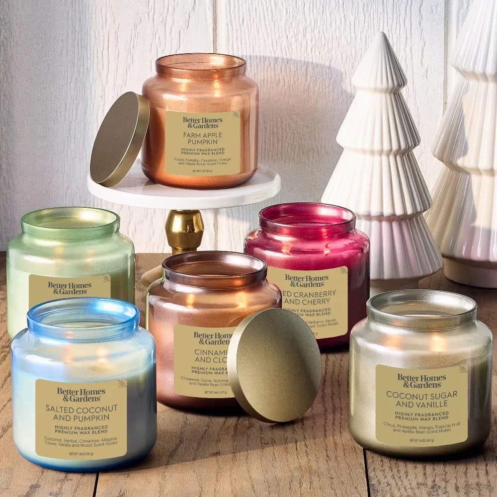 Orange Glass Jar Candle with Gold Lid Farm Apple Pumpkin Scent 14oz Two Wick Home Decoration Aromatherapy Gift