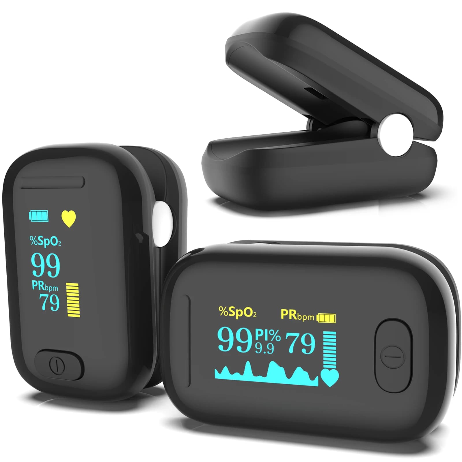 C5AO Fingertip Pulse Oximeter Blood Oxygen Saturation SpO2 Monitor with Pulse Rate PI OLED Display Portable Finger Oxygen Meter