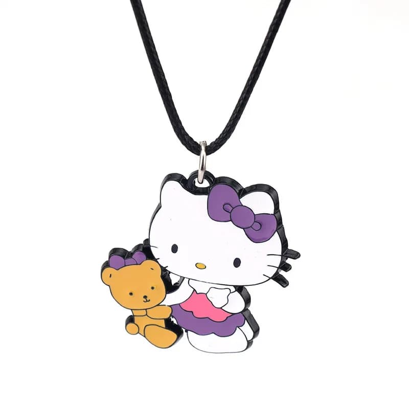 Hello Kitty Kuromi Cartoon Necklace Metal Car Key Chain Charms Fashionable Commuting Accessories