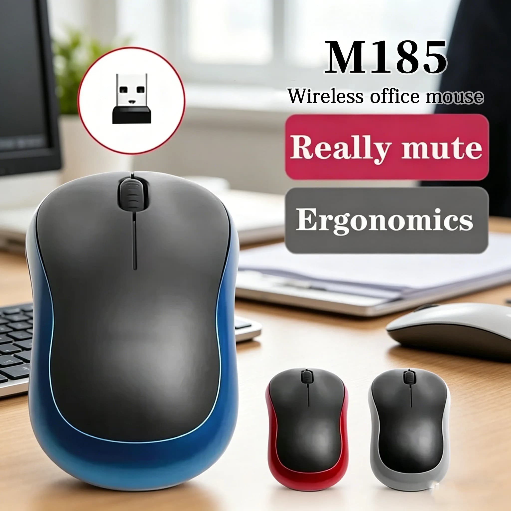 Mini Wireless Mouse M185 Portable Mouse Ergonomic Mouse 1000 DPI 2.4 GHz with mini USB receiver for PC//laptop