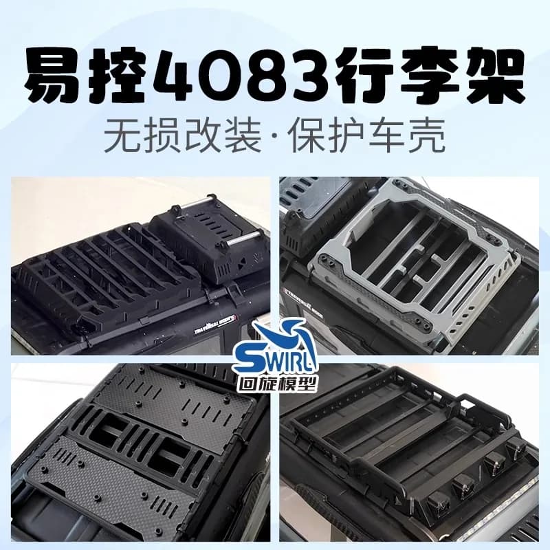 Portapacchi di aggiornamento per accessorio portapacchi cingolato imbullonato YK4083 – Stile Bronco per auto RC in scala 1/8 – Installazione senza trapano