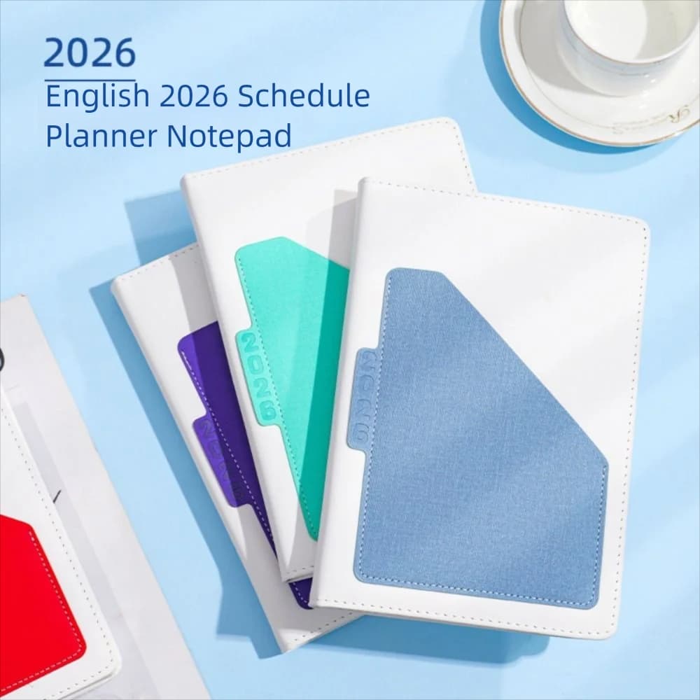 English 2026 Schedule Planner Notepad 12 Months Wear-resistant A5 Agenda Planning Notebook Portable Thick Paper