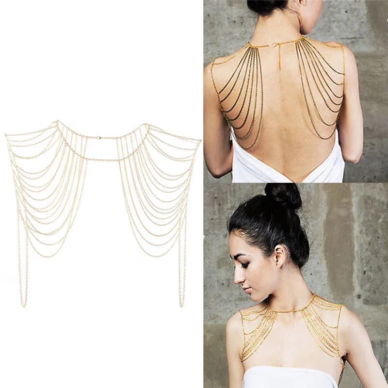 New Fashion Sexy Body Women Jewelry Tassels Link Body Shoulder Chain Necklace