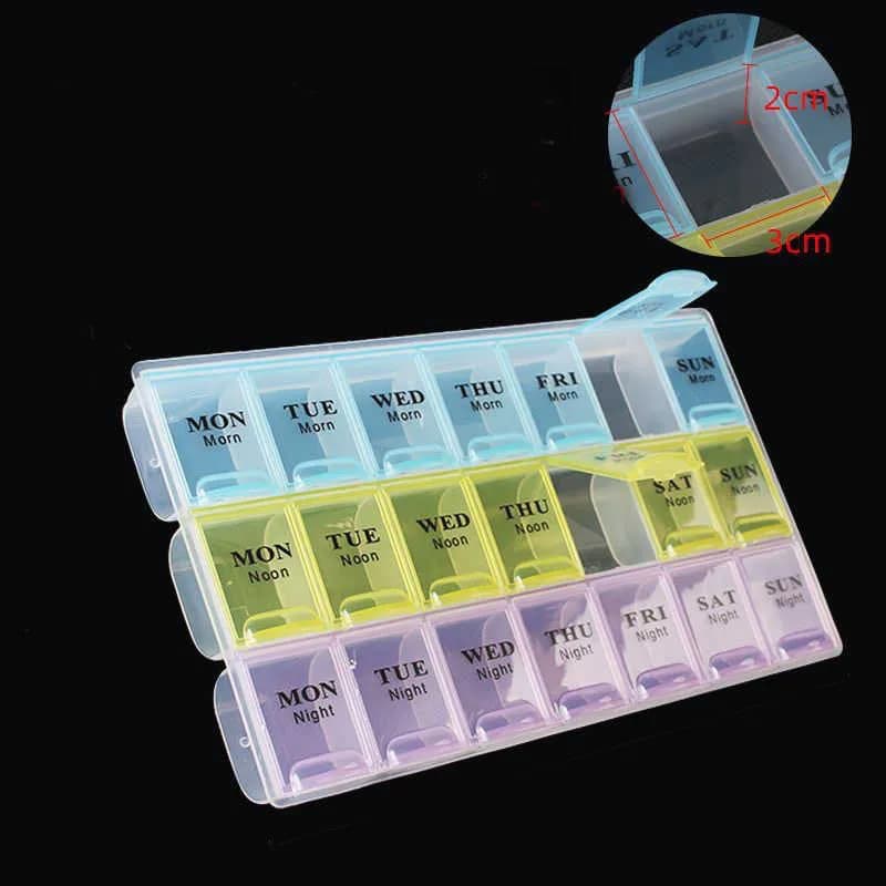 Portable travel pills with 21 grills Organizer 7 days 3 times a day with large compartments for vitamins Home medicine