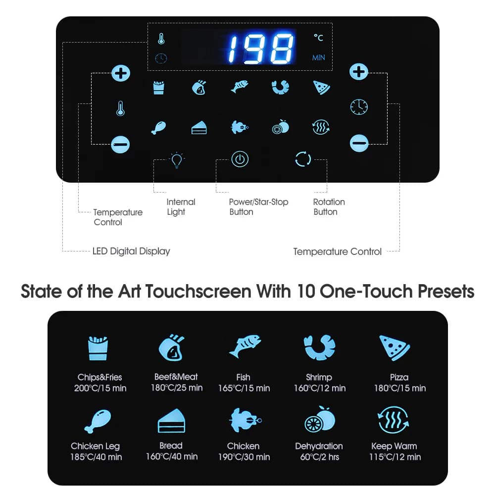 Oil-Free Intelligent Electric Fryer Deodorant for Indoors Electrodomestic Automatic Frying Machine Convection Oven