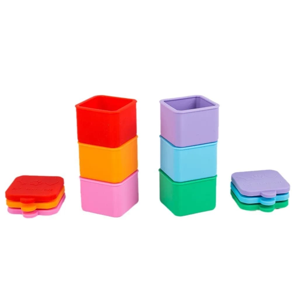 1/3 pz Scatola di Distribuzione Alimentare In Silicone Rosso/Rosa/Viola/Verde/Arancio/Blu 2/4 Pollici Tazze di Salsa Lunch Box Contenitori Picnic