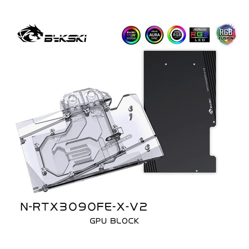 Bykski Water Block uso per NVIDIA RTX3090 Founder Edition GPU Card / Copper Block Fit 3090 FE Video Card / Backplate A-RGB RURA