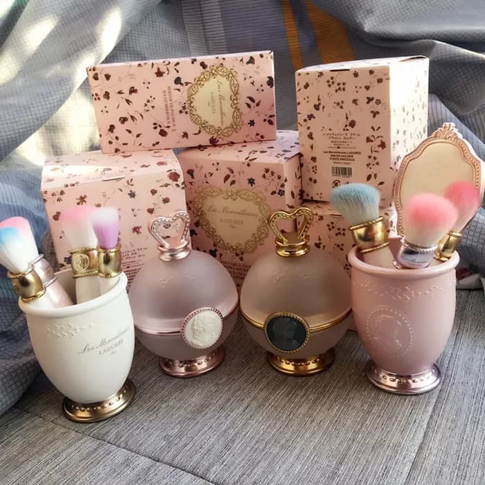 Crown Gold Makeup Face Guancia Contenitori in polvere Pentola Porta pennelli di lusso Contenitore di stoccaggio Strumento di bellezza