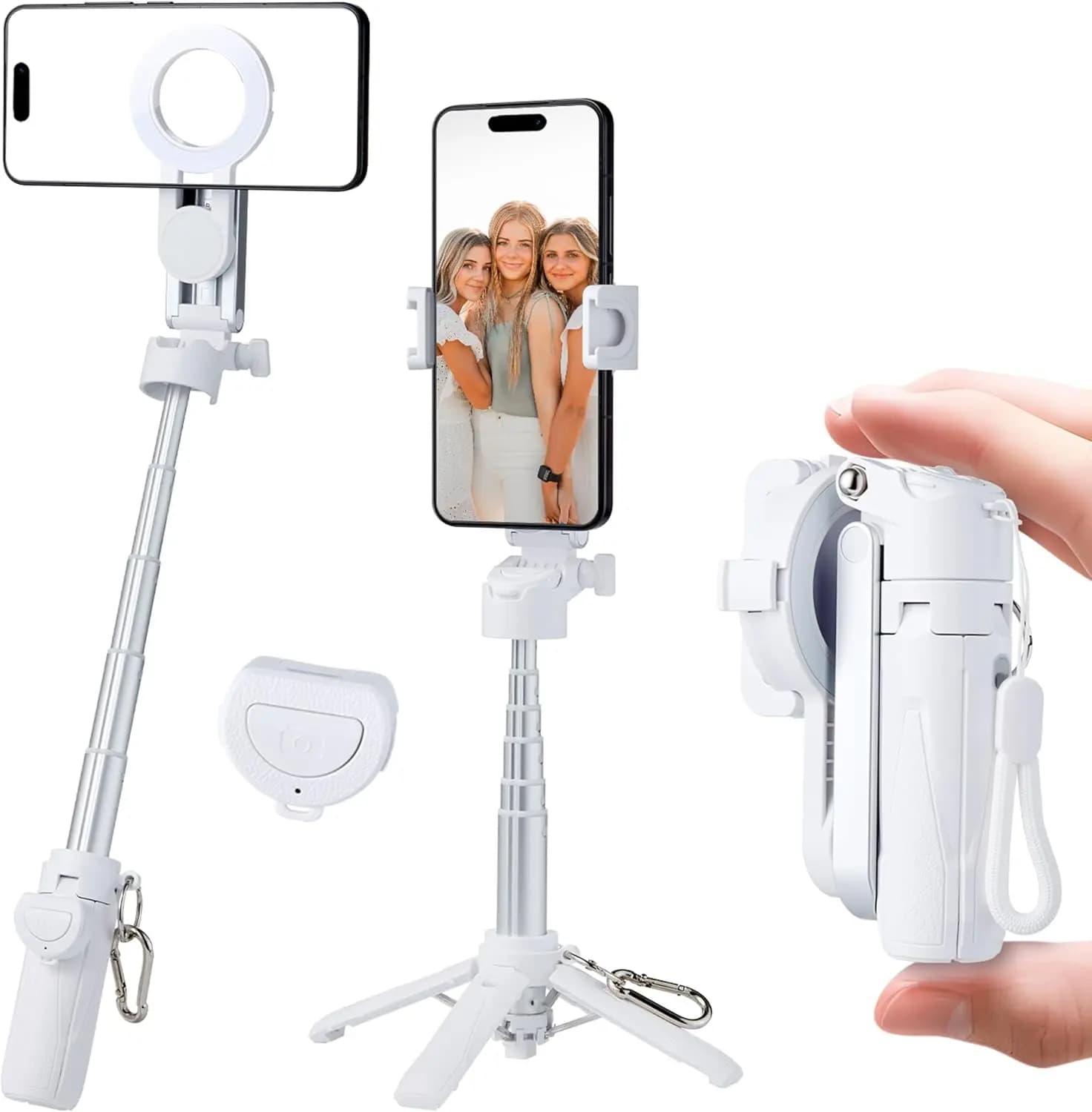 Magnetic Tripod for Phone Magsafe Stand＆Clip Portable Pocket Size Selfie Stick for Android/iPhone Wireless Remote Control