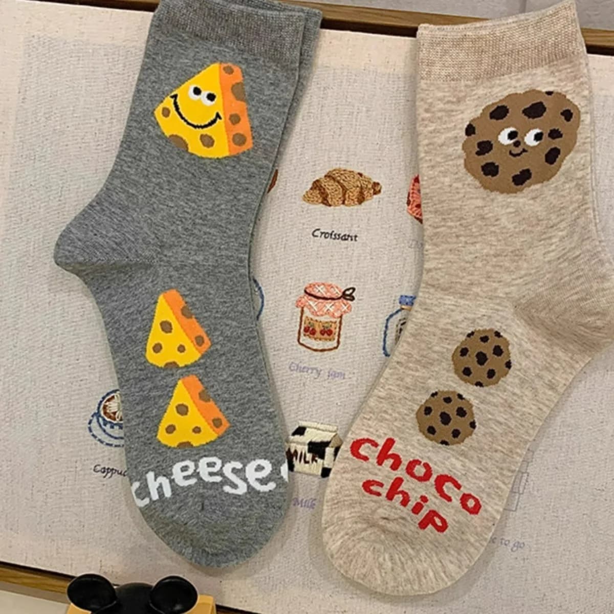 Women's Socks Spring Summer Autumn Cute Cartoon Cookie Cotton Socks Mid-tube Socks Cartoon Girl Students Pile Sock Fashion Trend