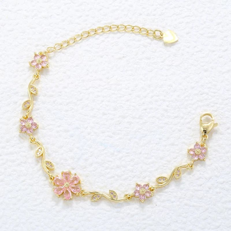 Purple/Pink Tulip Adjustable Bracelet French Sweet Romance Women's Minimalist Vintage Gold plated Brass Jewelry Gift :VL715