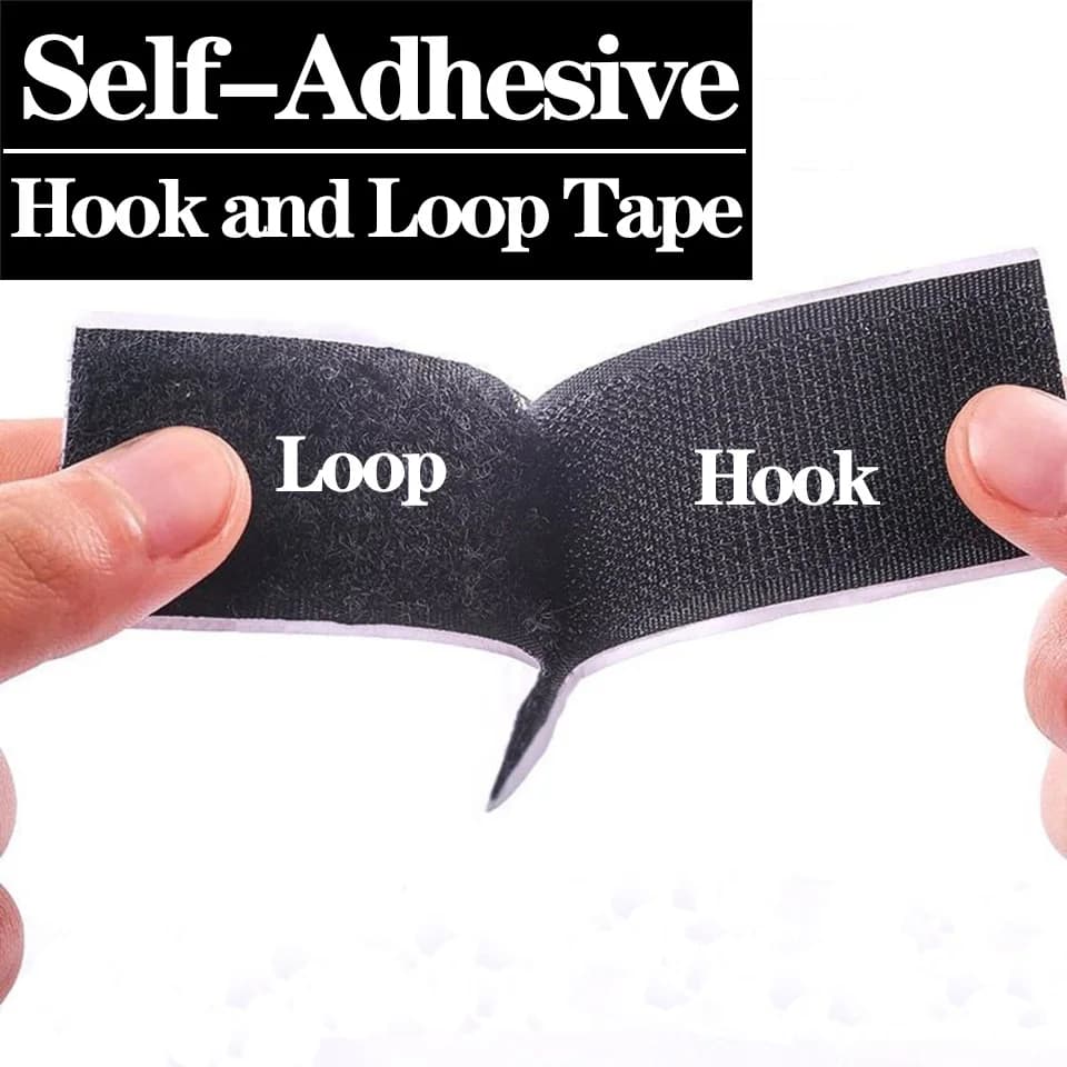 1M/5M Strong Adhesive Hook and Loop Tape Heavy Duty Nylon Fabric for DIY Crafts Cable Management Home Organizer Black