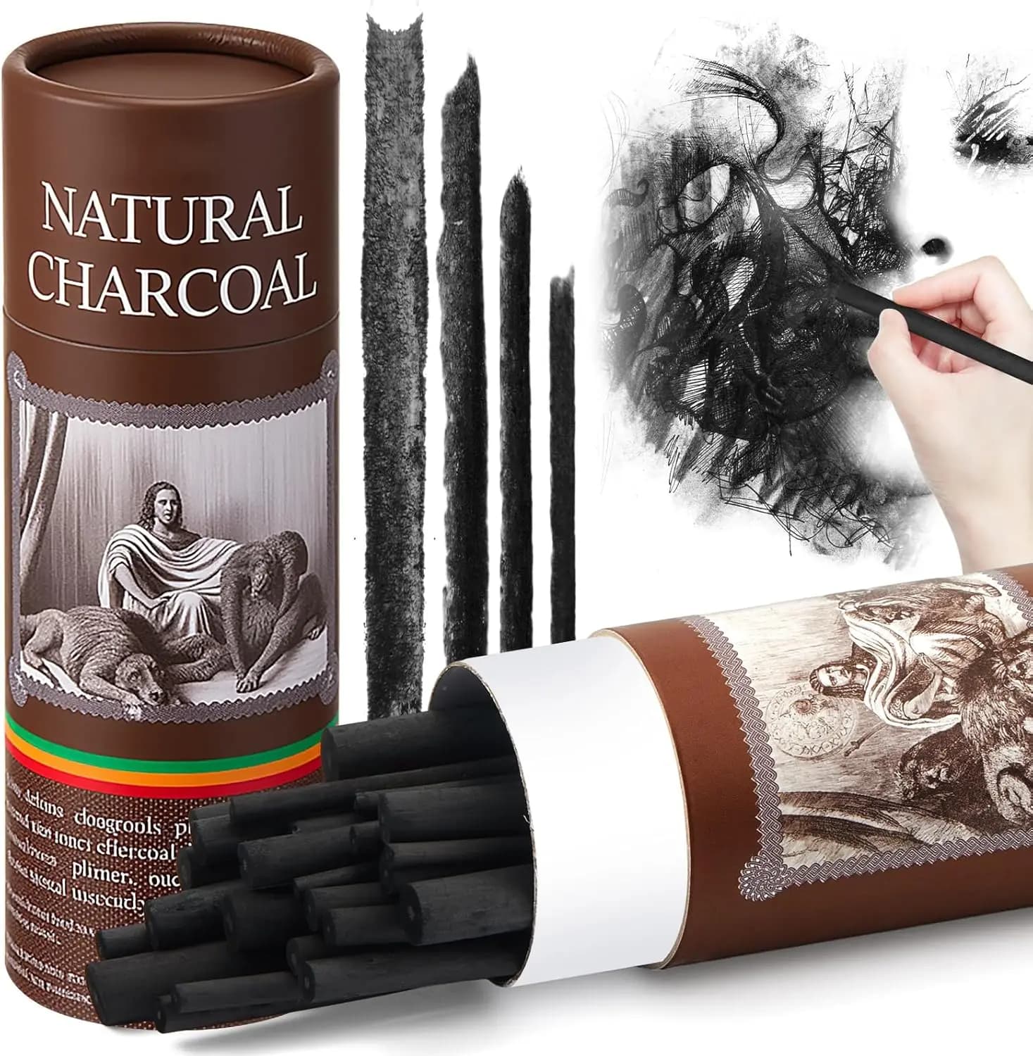 24 Pcs Willow Charcoal Sticks for Sketching, Drawing, Shading - Smooth, Durable, Perfect for Artists & Beginners