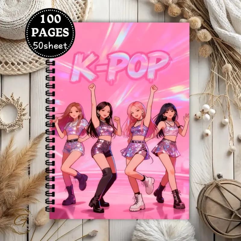 K - Pop Girl Group Themed Spiral Notebook, Blank Sketchbook,for Lyrics, Graffiti, Planning, Gifts for Women, Friends & K - Pop F
