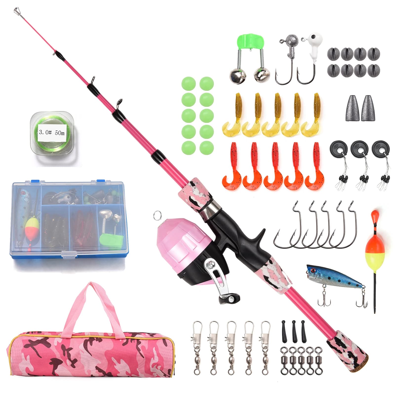 Canna da pesca per bambini e mulinello Combo Kit completo 1.2m/1.5m asta telescopica per canna da Casting con mulinello Spincast e ganci esche Swivels bag