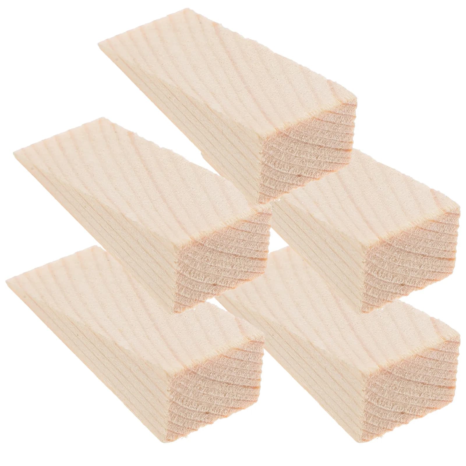 5Pcs Solid Hardwood Door Stopper Wedge Triangular Design Non-Slip Heavy Duty for Home Office Baby Safety Pet Door Holding