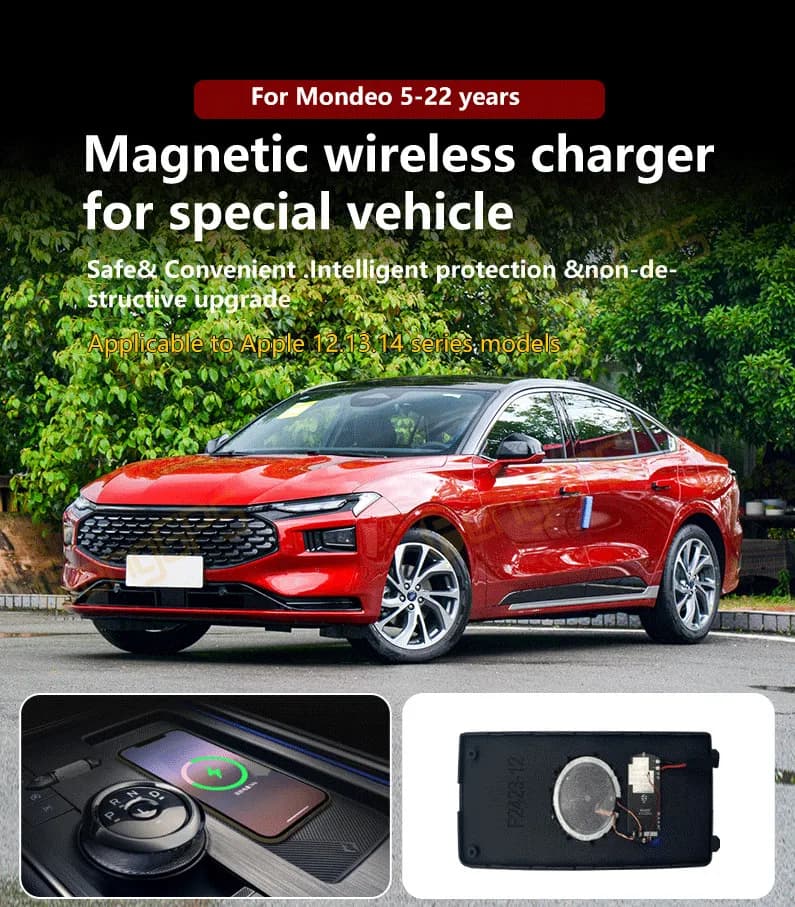 Caricabatterie wireless per auto dedicato 15W Console centrale Pannello di ricarica rapido per telefono per Ford Mondeo 5 2022 Accessori interni