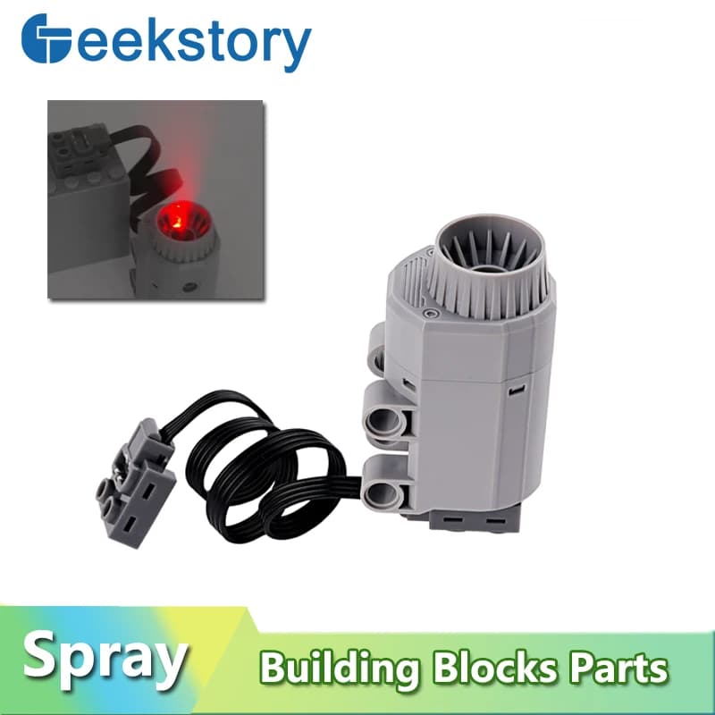 New Spray Motor MOC Building Blocks Smoke Electric Exhaust Technical PF Bricks For Exhaust Modified Car Model DIY Toys Parts