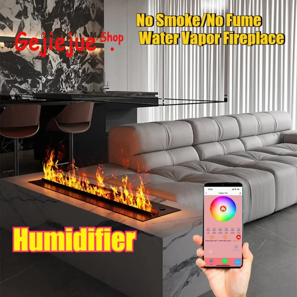 Camino intelligente a nebbia 3D: controllo APP Tuya, serbatoio da 6 litri 20 ore, umidificatore, colore fiamma regolabile Suono vero fuoco e blocco bambini