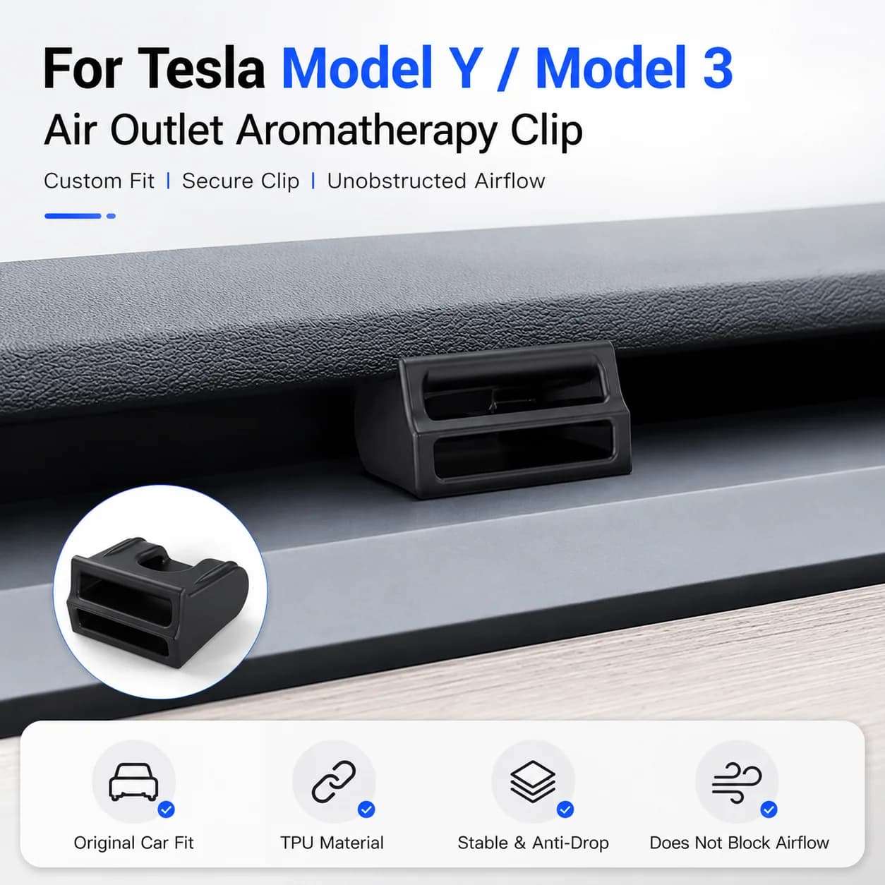 For Tesla Model Y 3 Car Air Vent Freshener Adapter Aromatherapy Clip Hidden Outlet Bracket Holder Interior Accessories