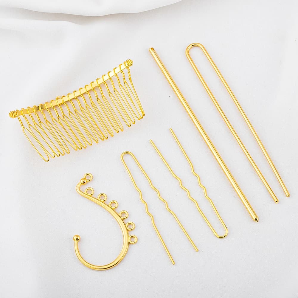 10 pcs 50 pcs FAI Hair Sticks From You Brass U Shaped Rough Forks Empty Base Setting Connector Women Hairs Jewelry Creation Wholesale