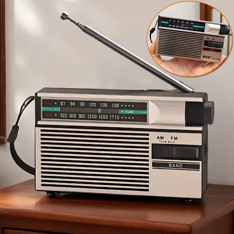 Mini Radio FM AM Retrò Portatile ad Alta Sensibilità con Antenna Retrattile, Jack per Cuffie da 3,5mm, Ricaricabile, Stile Vintage