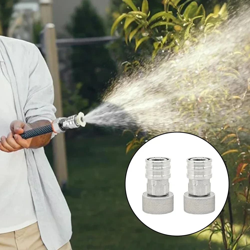 2pcs Garden Hose To Pressure Washer Adapter 3/4 GHT To 1/4 Quick Connect Convert Pressure Washer Quick Connect Kit Connector