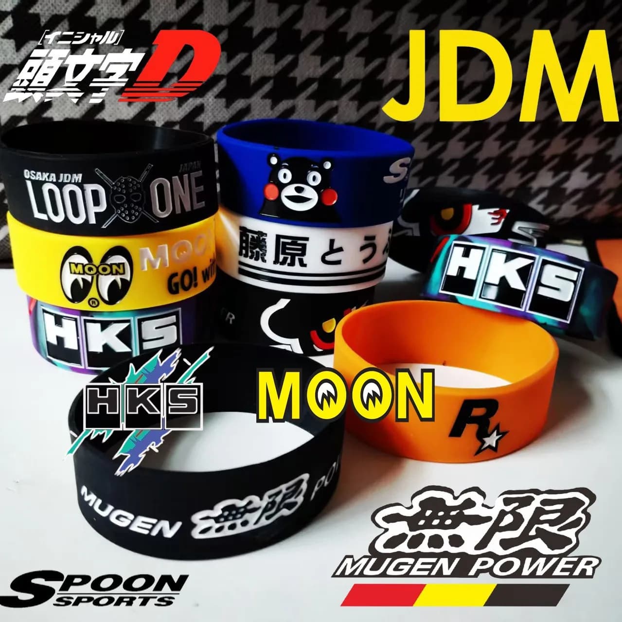 Mooneyes Big Eyes Kit cambio auto Bracciale iniziale D Bracciale orso Kumamoto Anello decorativo leva cambio