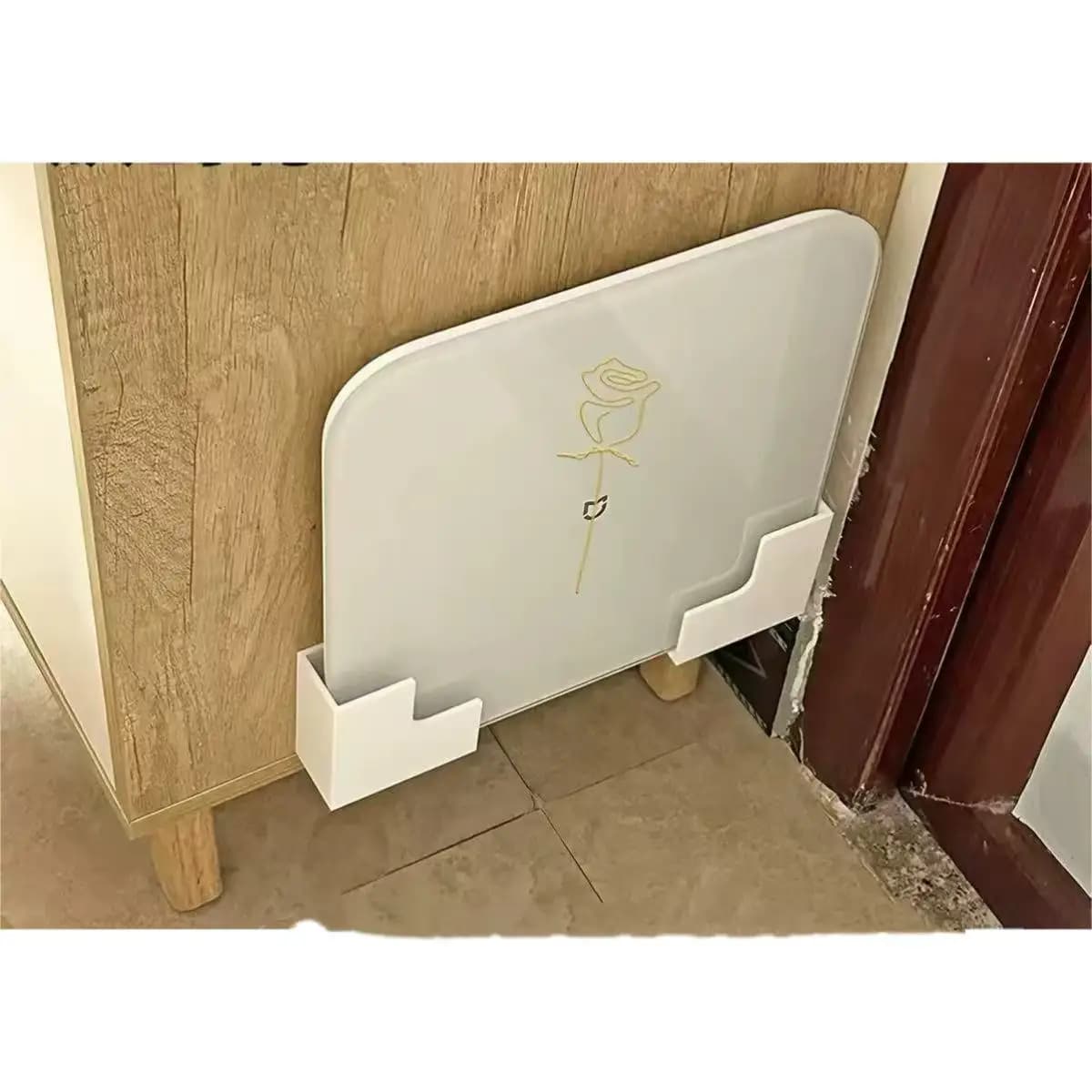 Supporto per bilancia da 2 pezzi, supporto per bilancia in bianco e nero, organizer salvaspazio per il bagno, supporto autoadesivo per bilancia per la casa