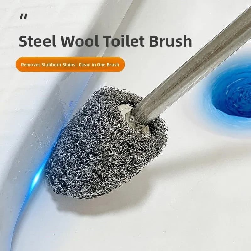 Spazzola per WC con Sfera in Filo d'Acciaio, Speciale per Pulizia Senza Angoli Morti, Manico Lungo, Montabile a Parete, Strumento Durevole in Plastica per Bagno