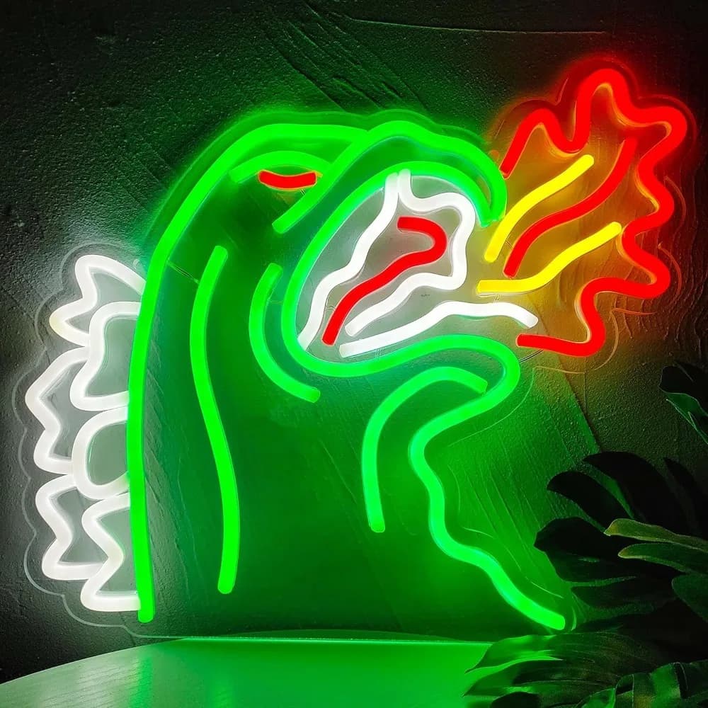 Insegna al neon LED Anime Dinosauro Insegne luminose al neon per la decorazione della parete Insegne luminose USB per la camera da letto dei bambini Sala giochi Festa Bambini Adolescenti Regalo